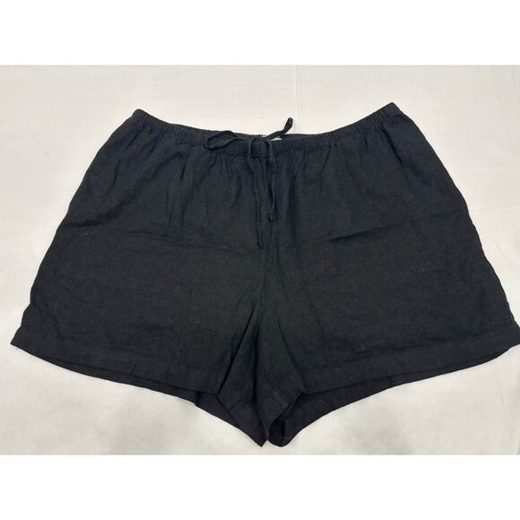 NWT A New Day Women’s XXL Black Linen Blend Pull On Shorts High Waist 4in Inseam - Picture 1 of 8